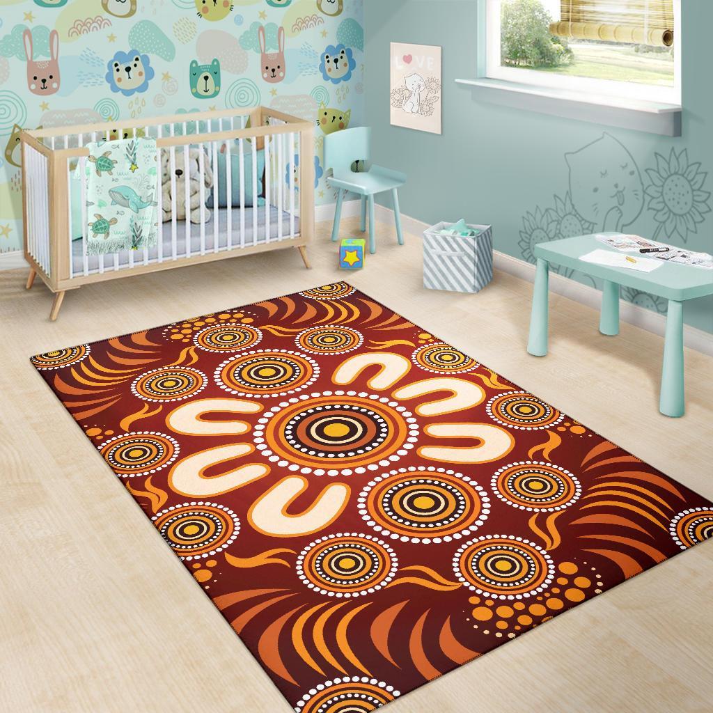 Aboriginal Area Rug - Circle Flowers Patterns Ver03 - Vibe Hoodie Shop