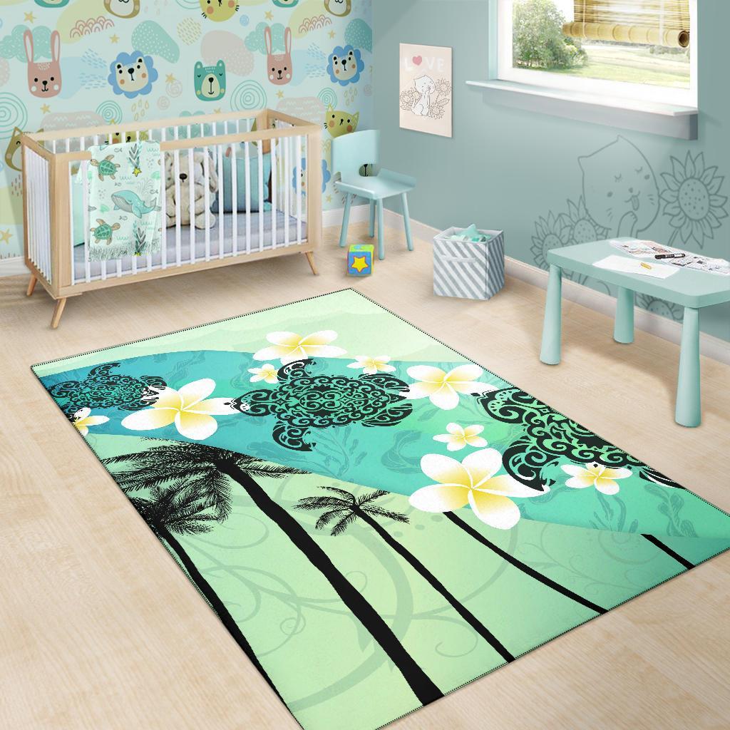 Turtle Plumeria Area Rug - Vibe Hoodie Shop