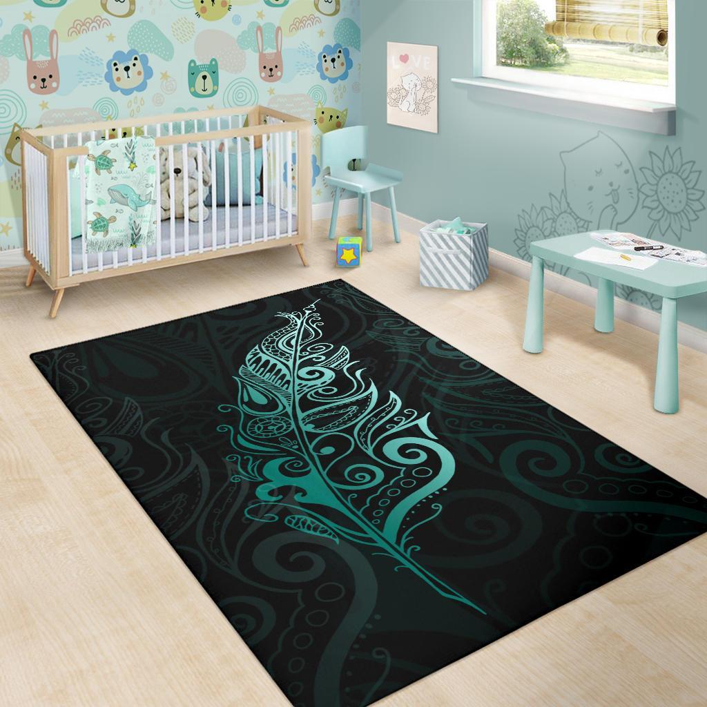 Light Silver Fern Area Rug, Turquoise - Vibe Hoodie Shop