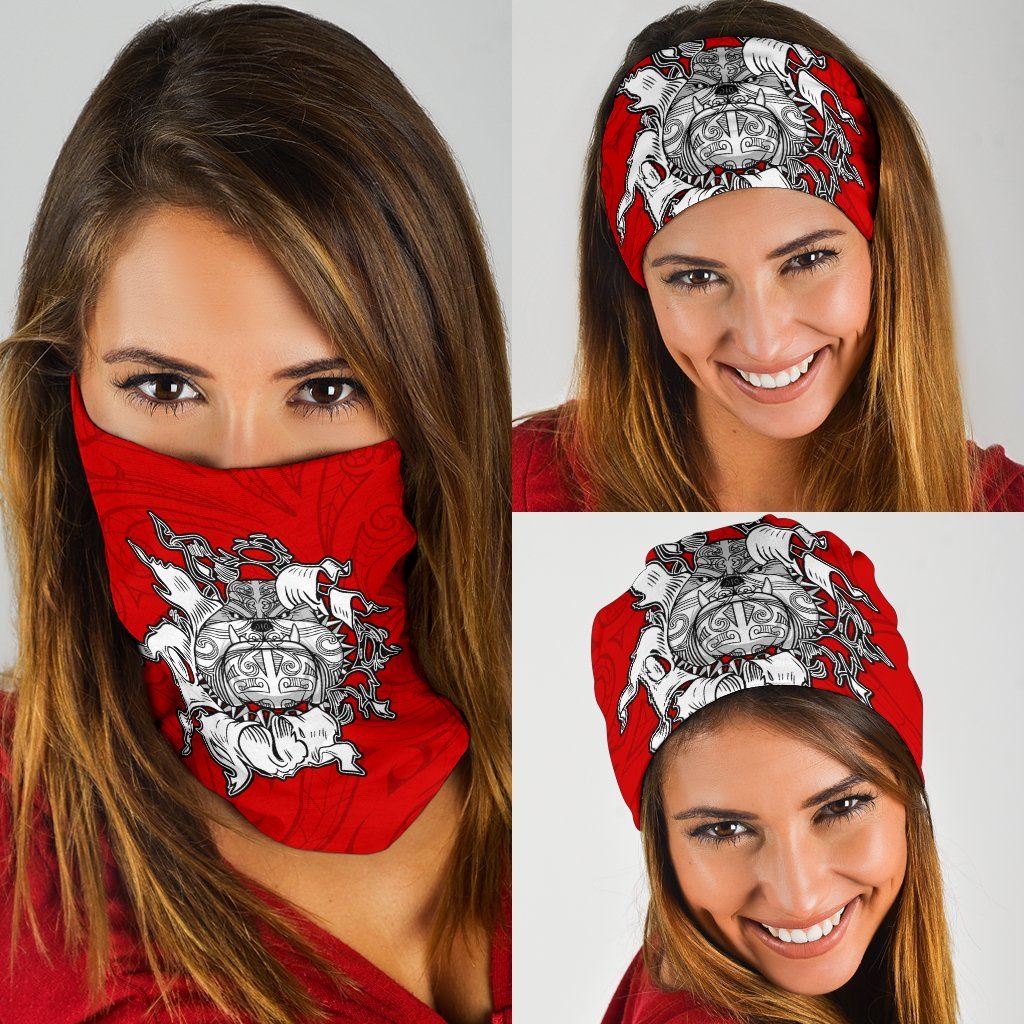 Maori Bulldog Bandana, New Zealand Bandana - Red - Vibe Hoodie Shop