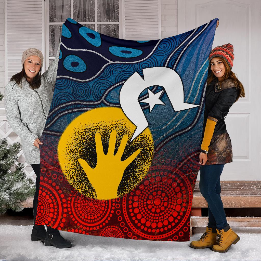 Aboriginal Premium Blanket - Aboriginal and Torres Strait Islanders Flag - Vibe Hoodie Shop