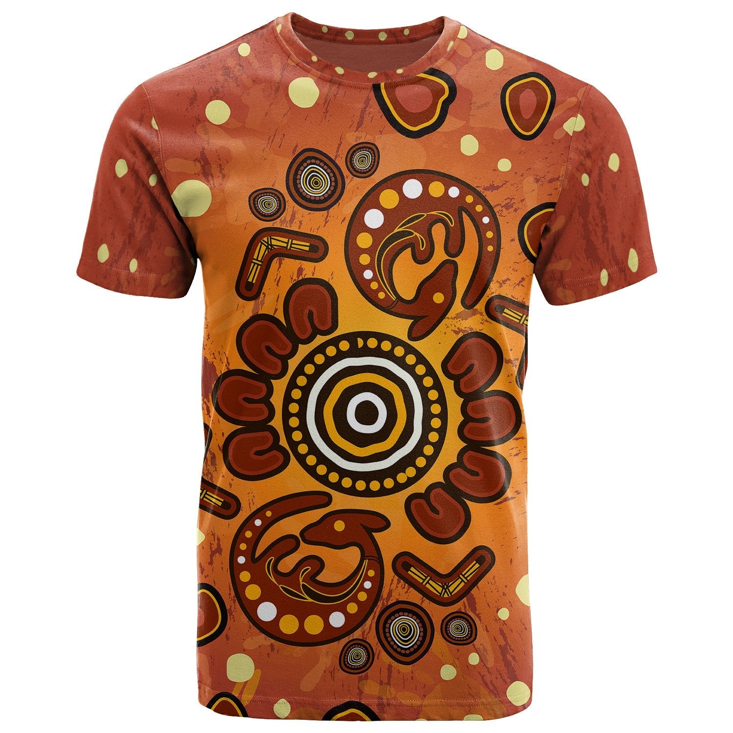 Aboriginal T - Shirt - Baby Kangaroo And Dot Painting Patterns - Vibe Hoodie Shop