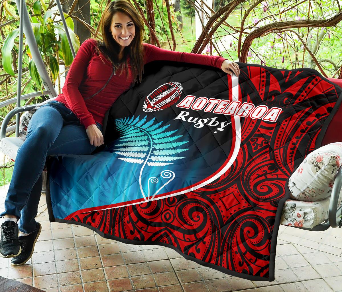 Aotearoa Rugby Black Maori Premium Quilt Kiwi and Silver Fern New Zealand - Vibe Hoodie Shop