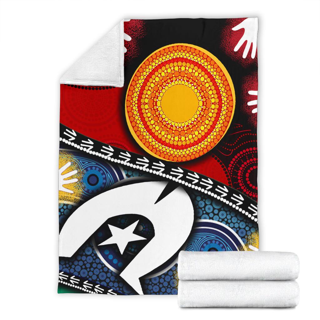 Premium Blanket - Australian NAIDOC Aboriginal and Torres Strait Islands Flags - Vibe Hoodie Shop