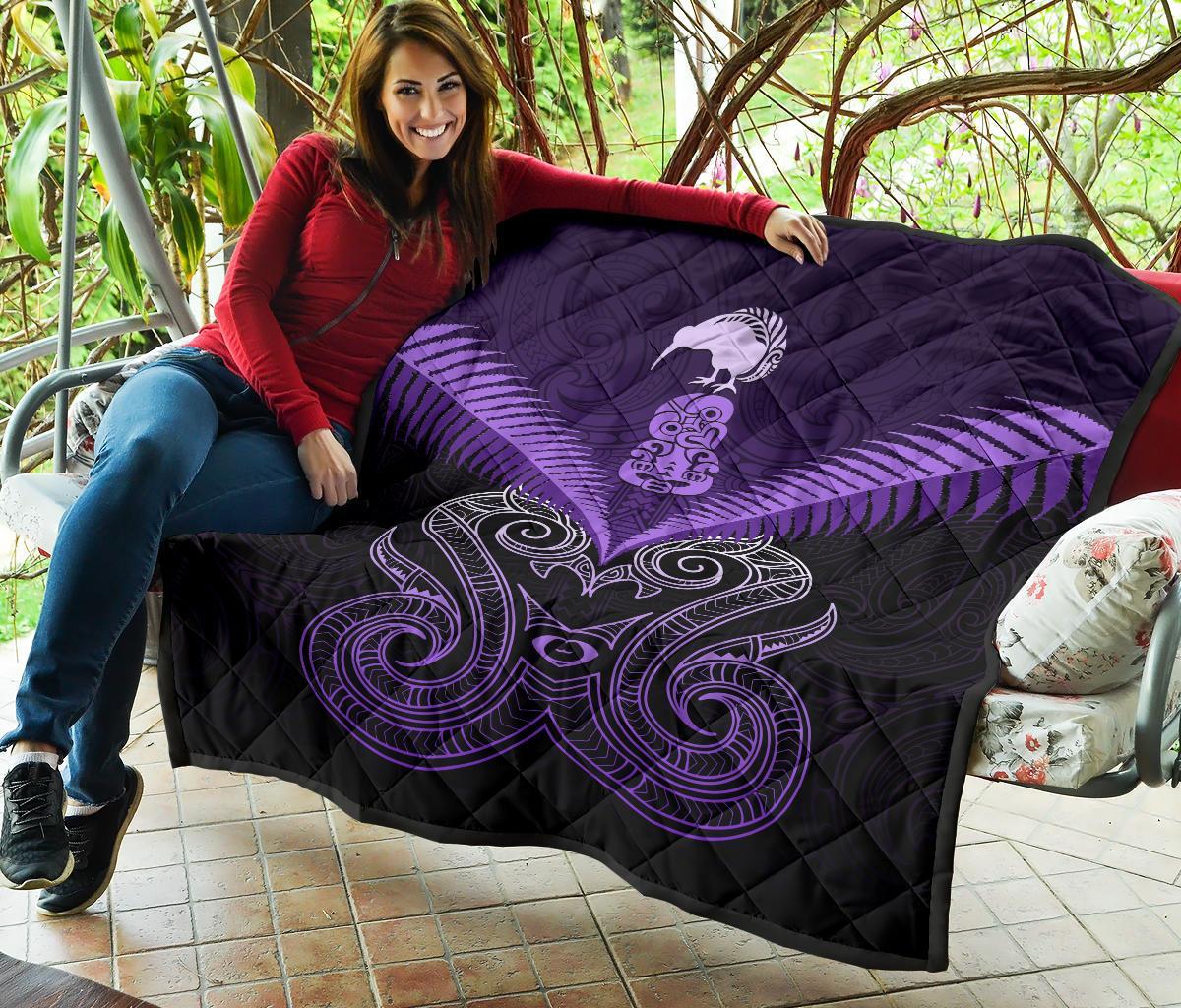 Maori Manaia New Zealand Premium Quilt Purple - Vibe Hoodie Shop