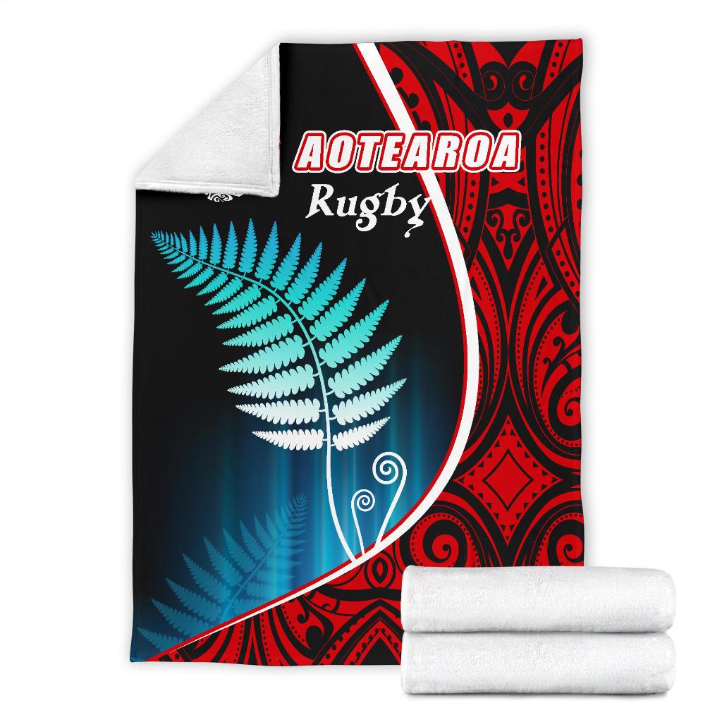 Aotearoa Rugby Black Maori Premium Blanket Kiwi and Silver Fern New Zealand - Vibe Hoodie Shop