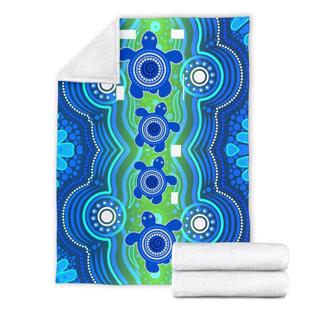 Aboriginal Premium Blanket - Aboriginal Turtle Family - Vibe Hoodie Shop