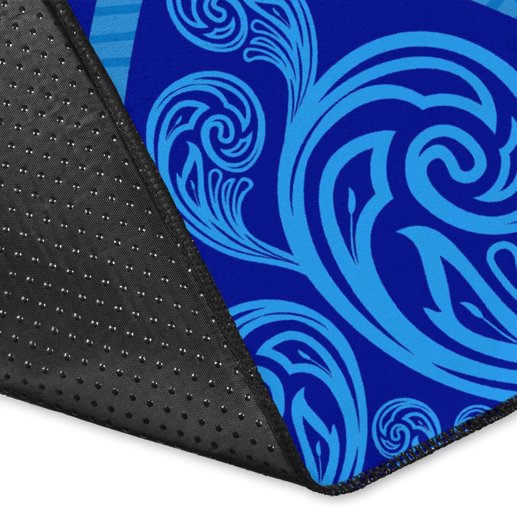 Blue Area Rug Fiji Rugby Polynesian Waves Style - Vibe Hoodie Shop