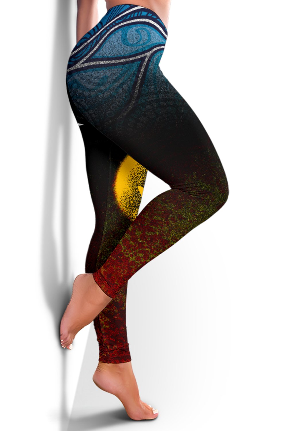 Aboriginal Women's Leggings - Aboriginal and Torres Strait Islanders Flag - Vibe Hoodie Shop