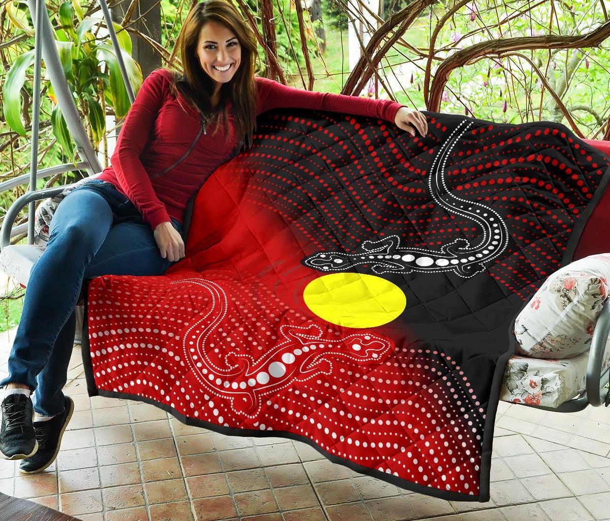 Aboriginal Premium Quilt - Two Indigenous Lizard - Vibe Hoodie Shop