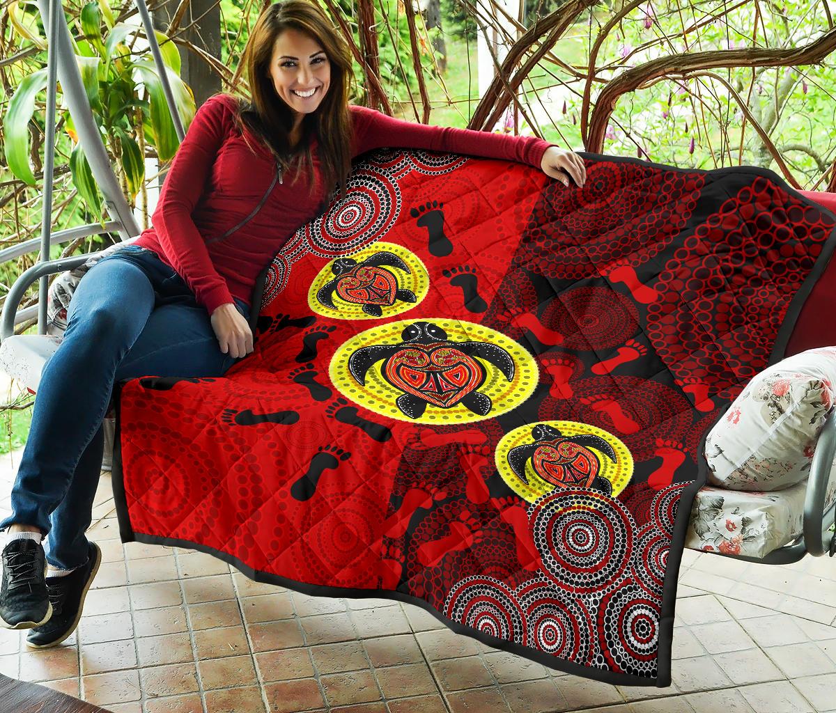Premium Quilt - Aboriginal Dot Painting Quilt Turtle - Vibe Hoodie Shop