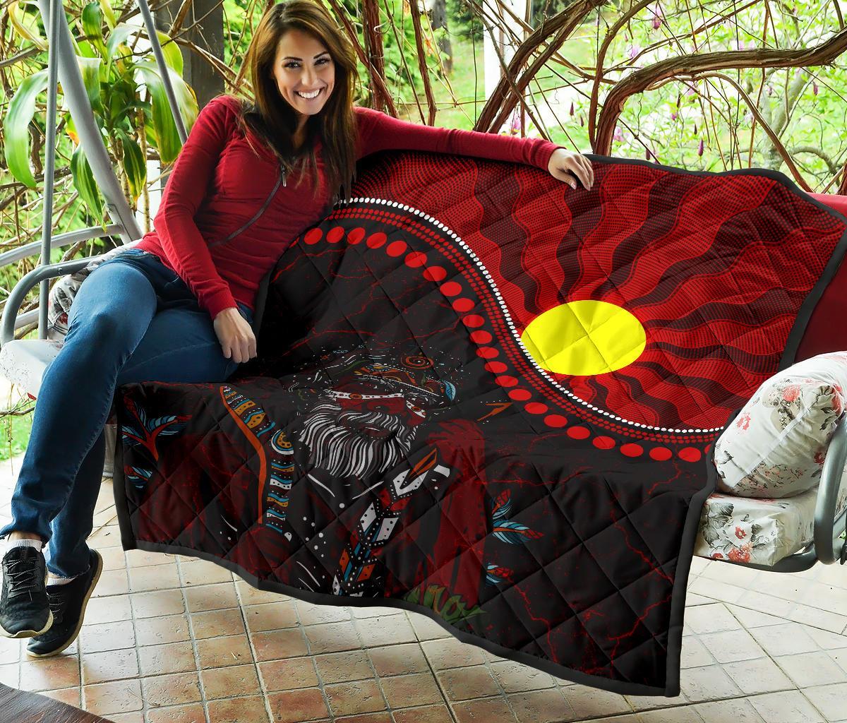Aboriginal Premium Quilt - Indigenous People And Sun - Vibe Hoodie Shop