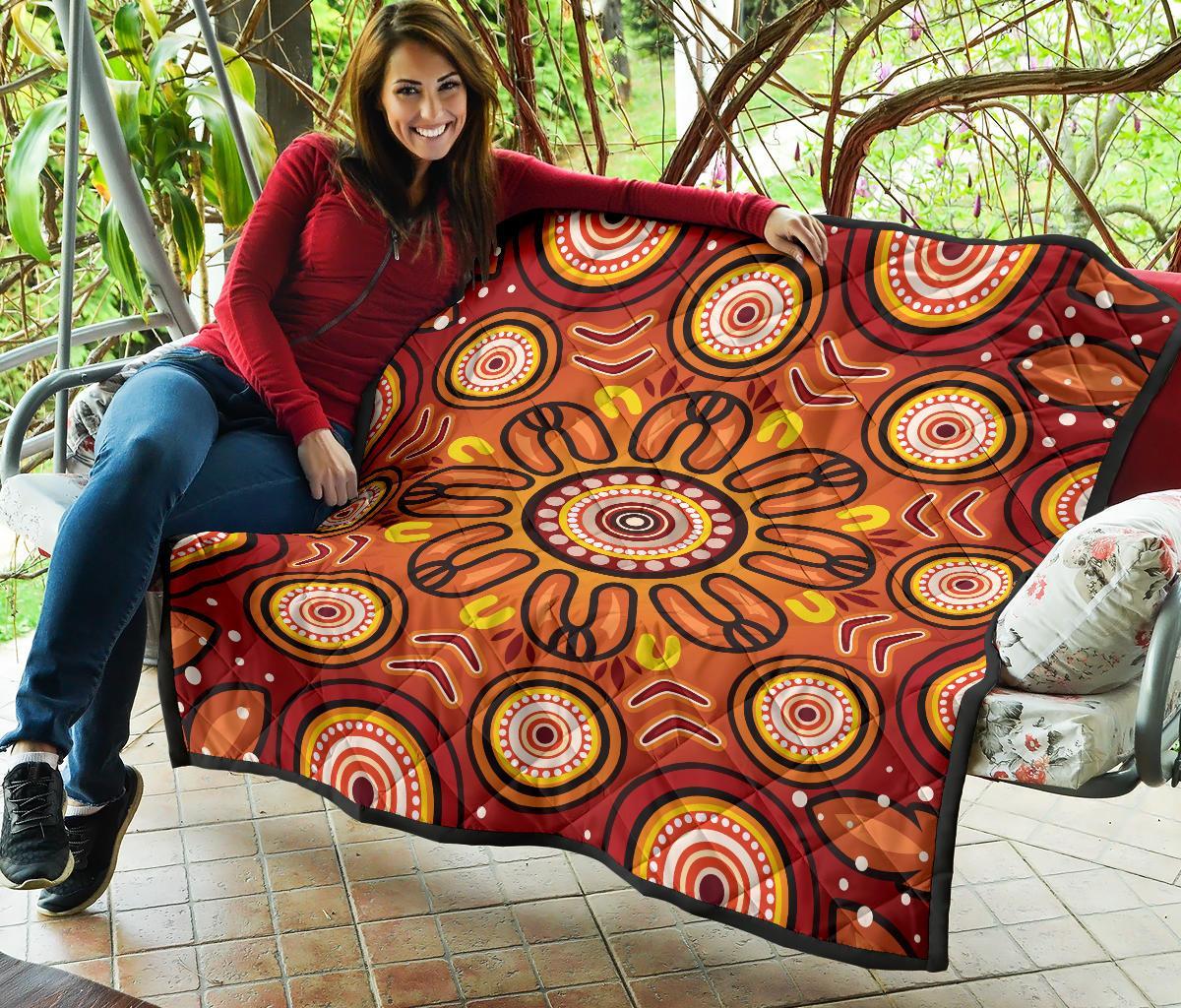 Aboriginal Premium Quilt - Circle Flowers Patterns VER01 - Vibe Hoodie Shop