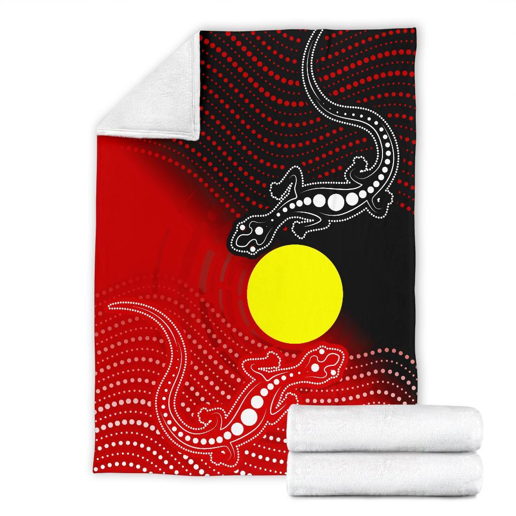 Aboriginal Premium Blanket - Two Indigenous Lizard - Vibe Hoodie Shop