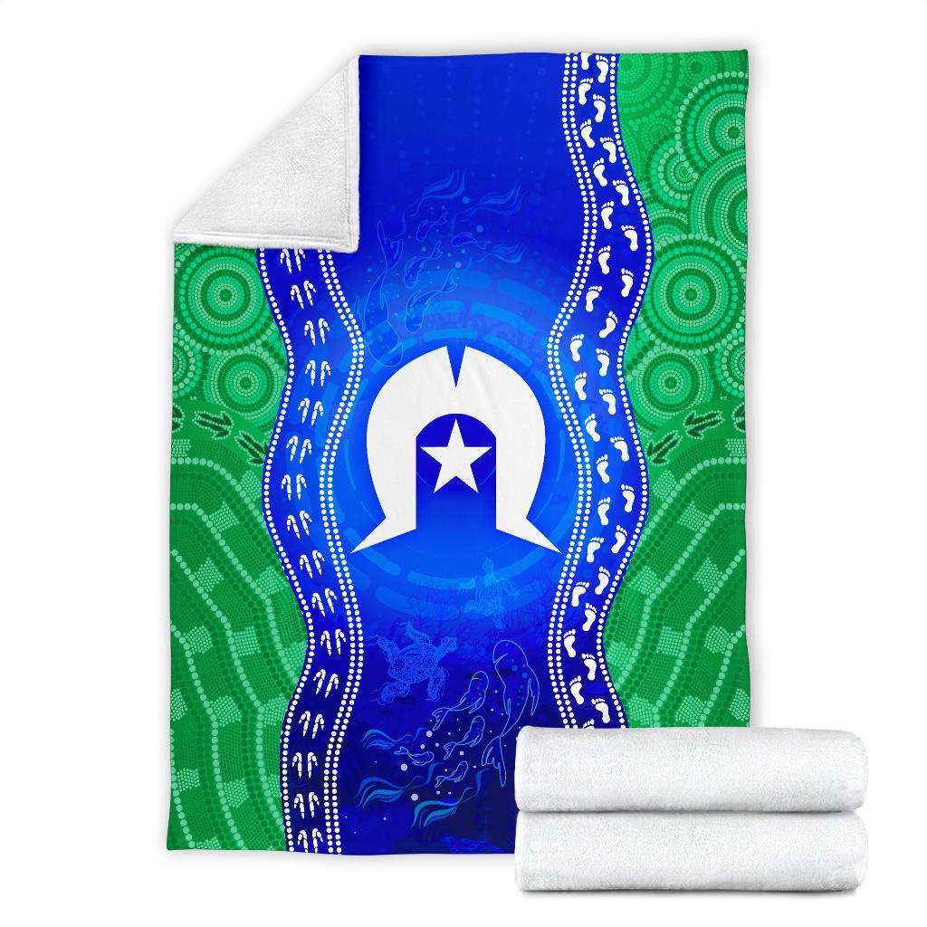 Torres Strait Islanders Premium Blanket - Torres Symbol With Aboriginal Patterns - Vibe Hoodie Shop