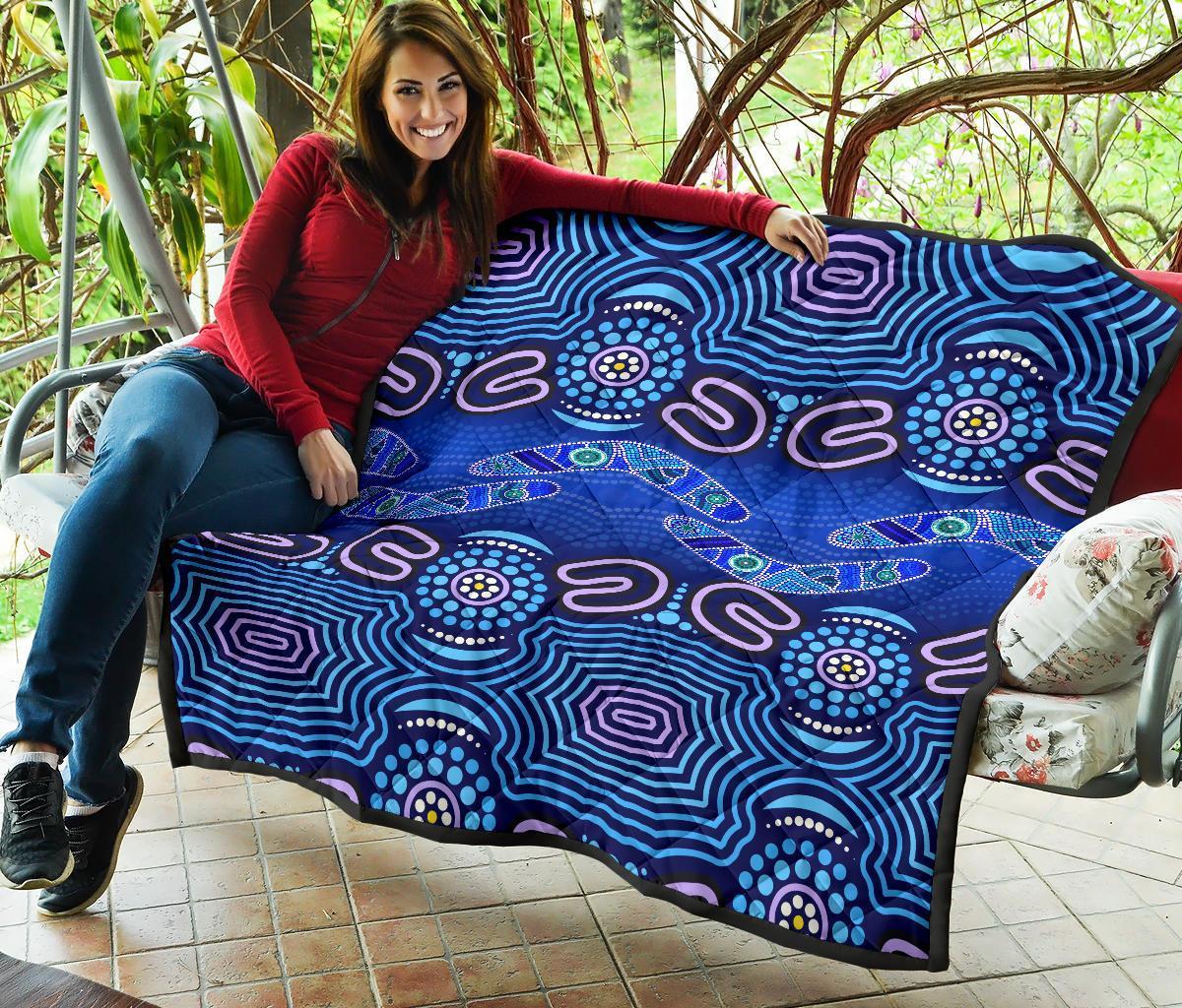 ABoriginal Premium Quilt - Boomerangs And Dot Painting Art Ver02 - - Vibe Hoodie Shop