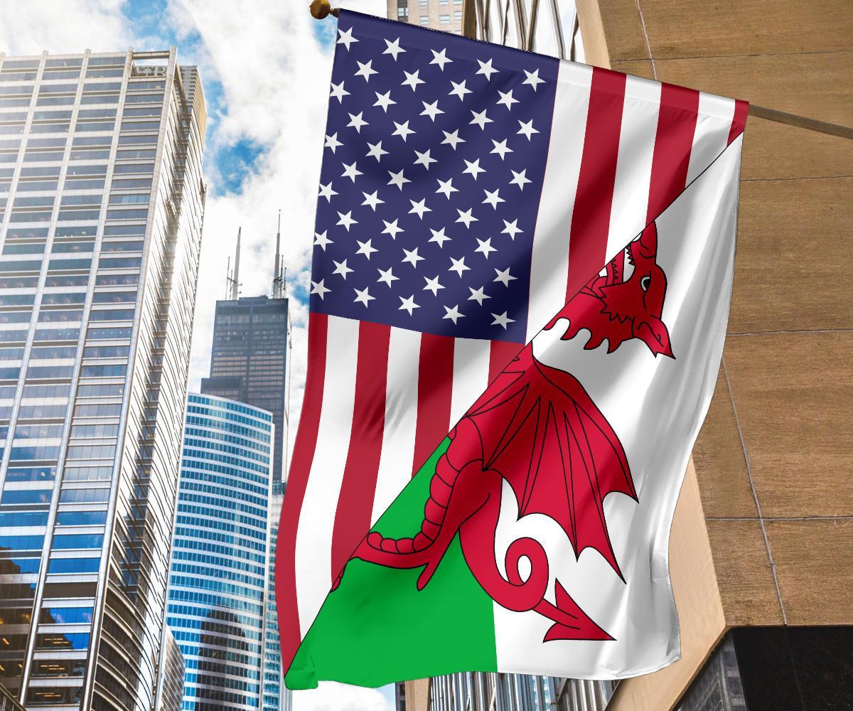 US Flag with Wales Flag - Vibe Hoodie Shop