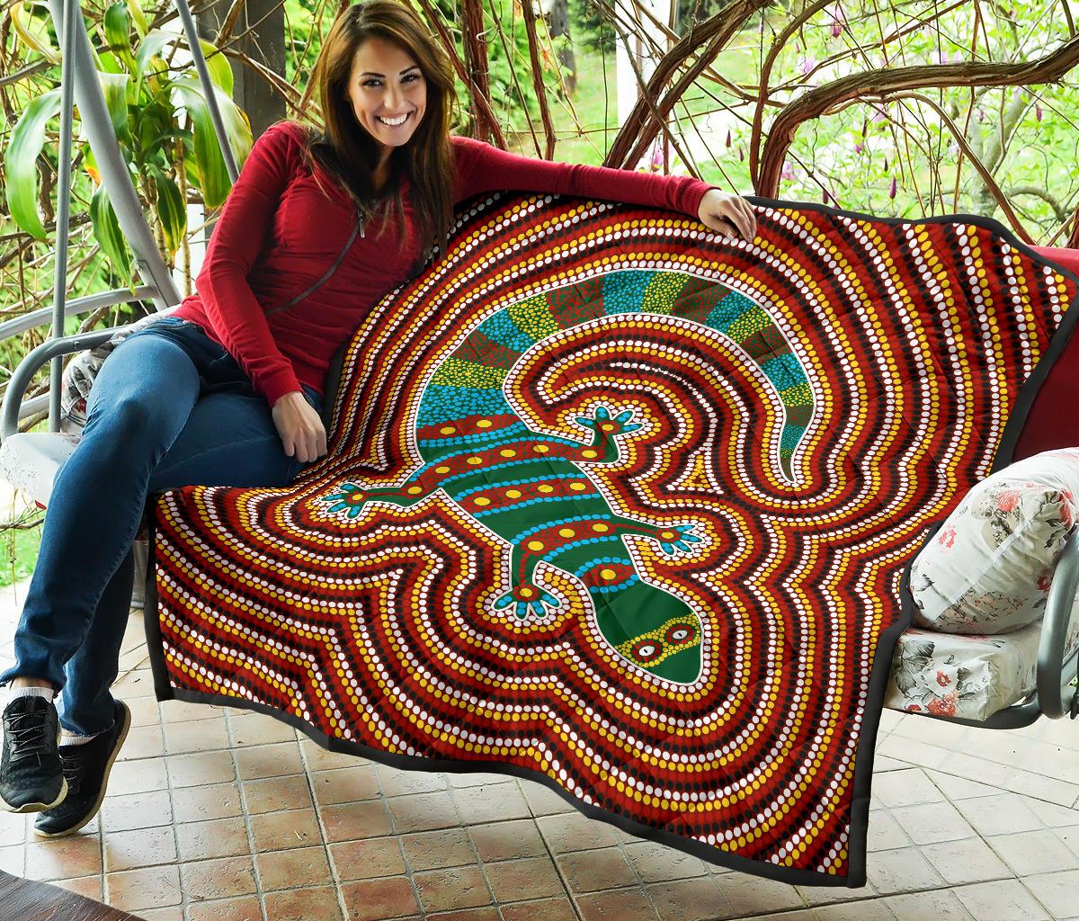 Premium Quilts - Lizard Coverlets Aboriginal Dot Painting - Vibe Hoodie Shop