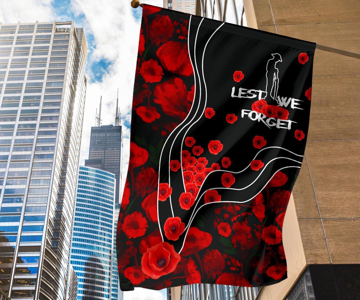 ANZAC Lest We Forget Flag - Poppy Flowers - Vibe Hoodie Shop