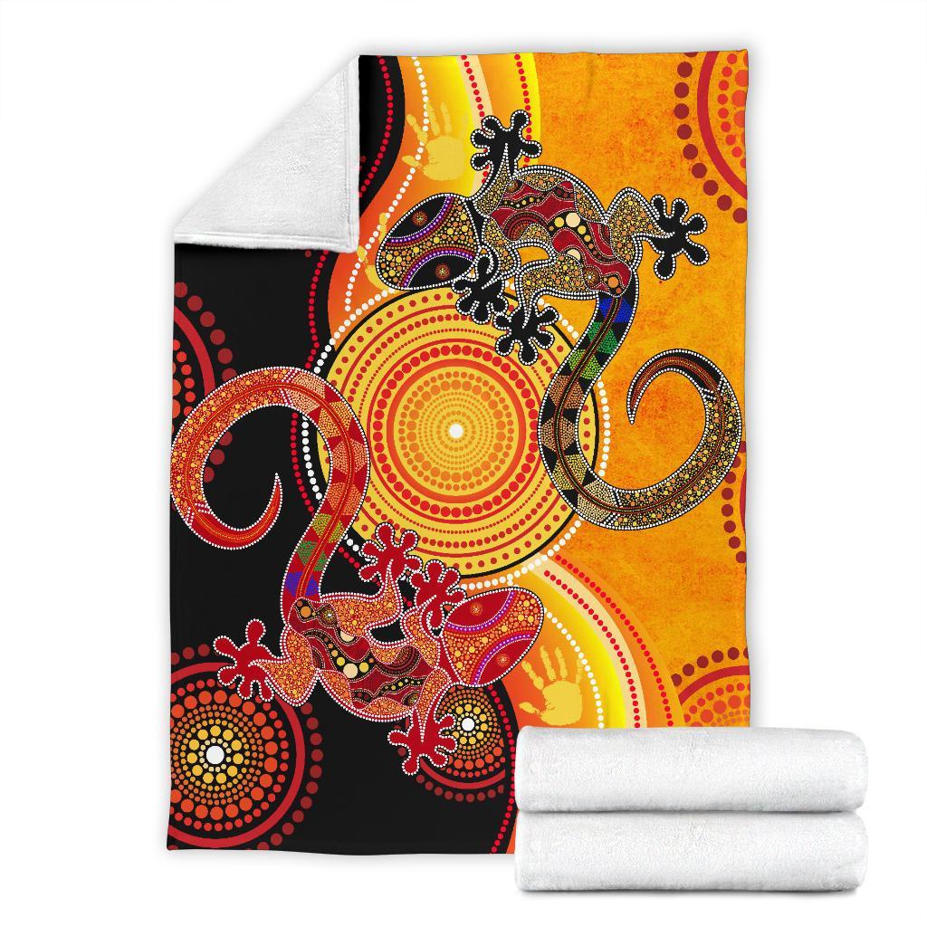 Aboriginal Premium Blanket - Couple Aboriginal Lizards - Vibe Hoodie Shop