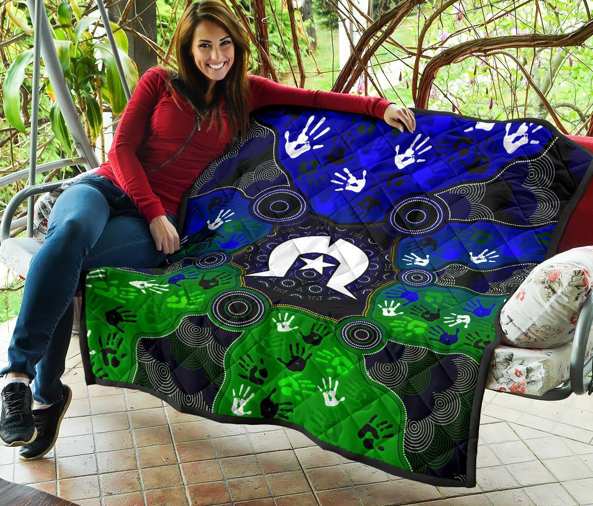 Aboriginal Premium Quilt - Torres Strait Symbol With Indigenous Patterns - Vibe Hoodie Shop