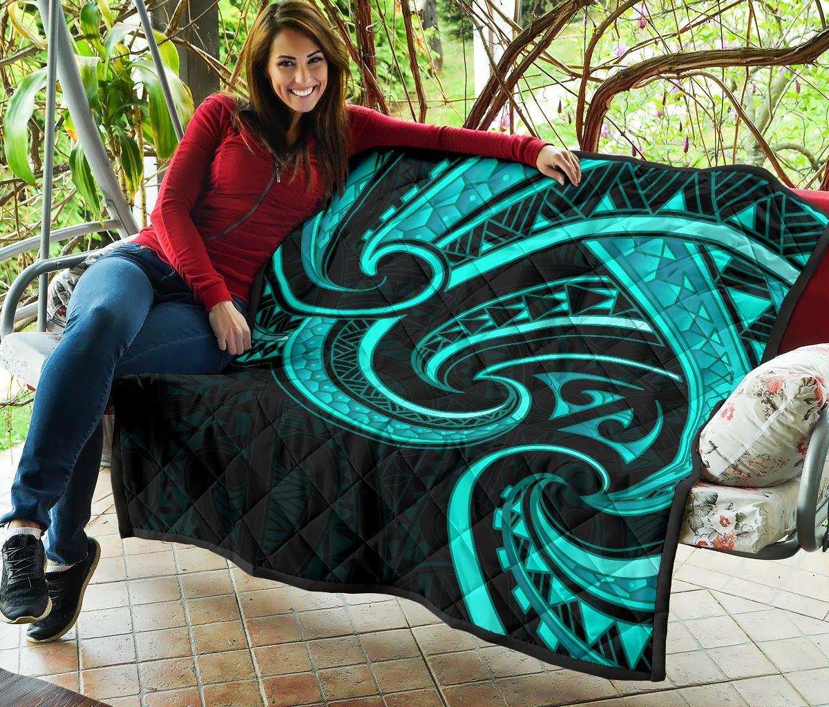 New Zealand Maori Mangopare Premium Quilt Polynesian - Turquoise - Vibe Hoodie Shop