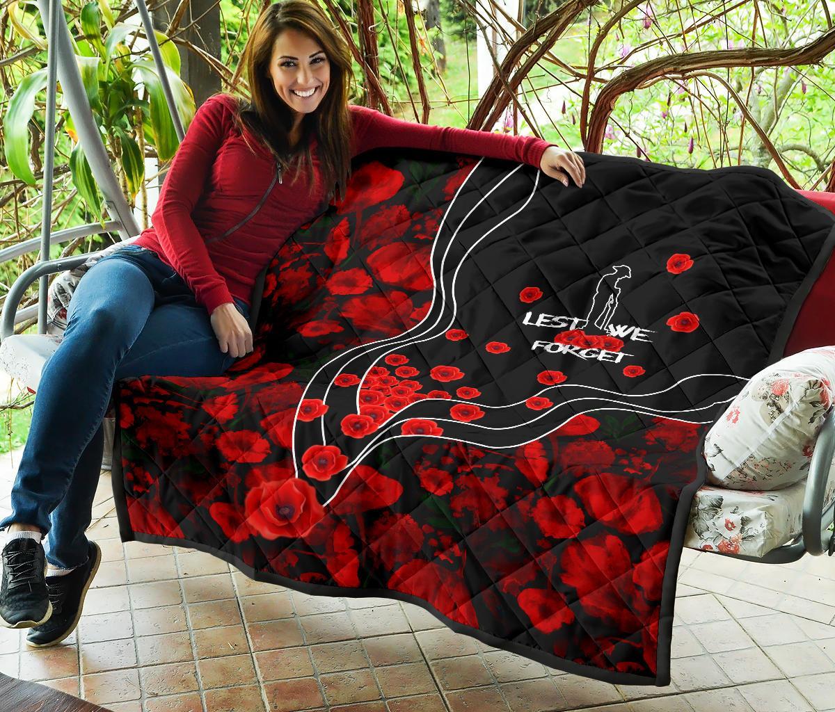 ANZAC Lest We Forget Premium Quilt - Poppy Flowers - Vibe Hoodie Shop