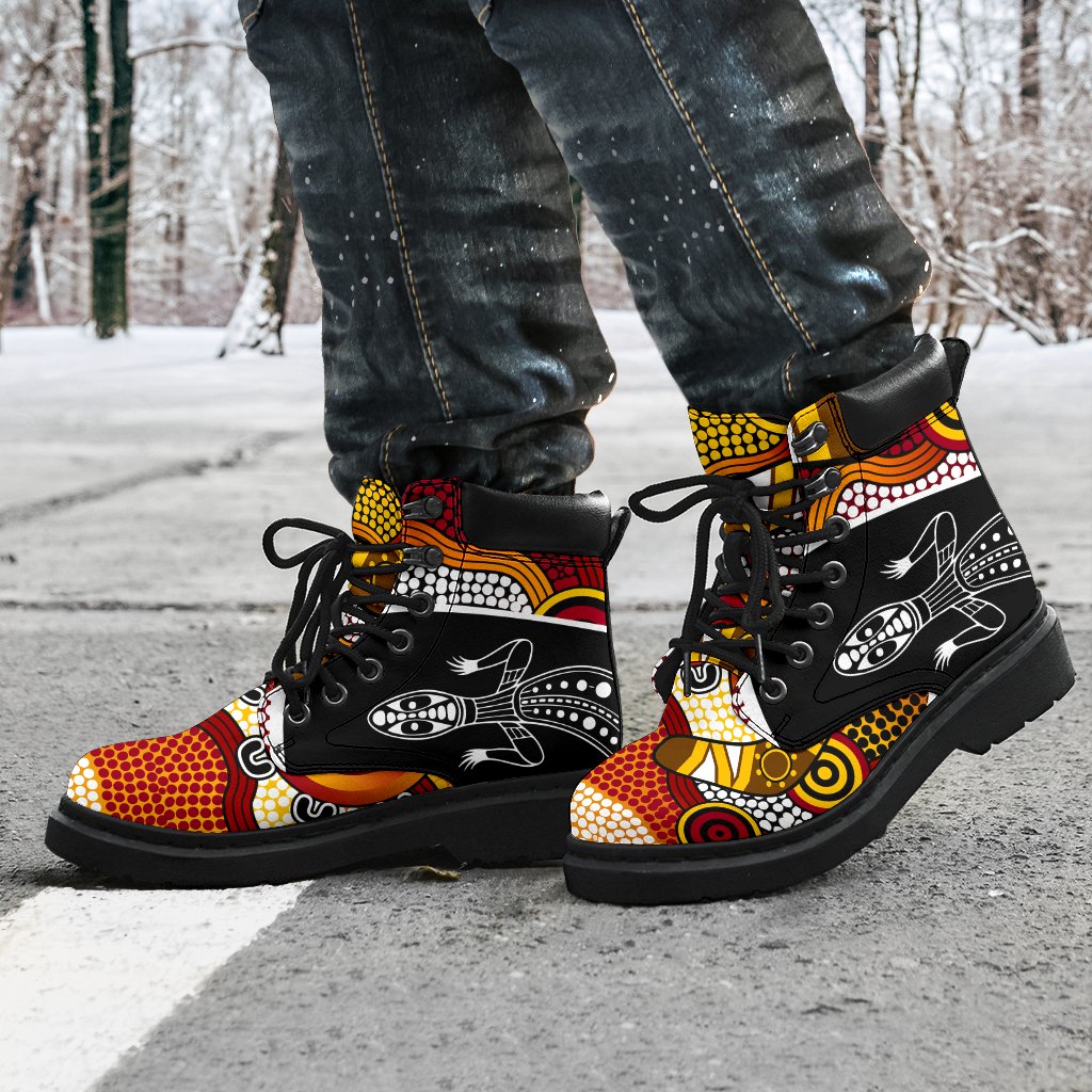 aboriginal-leather-boots-lizard-patterns-boomerang-dot-painting-all-season