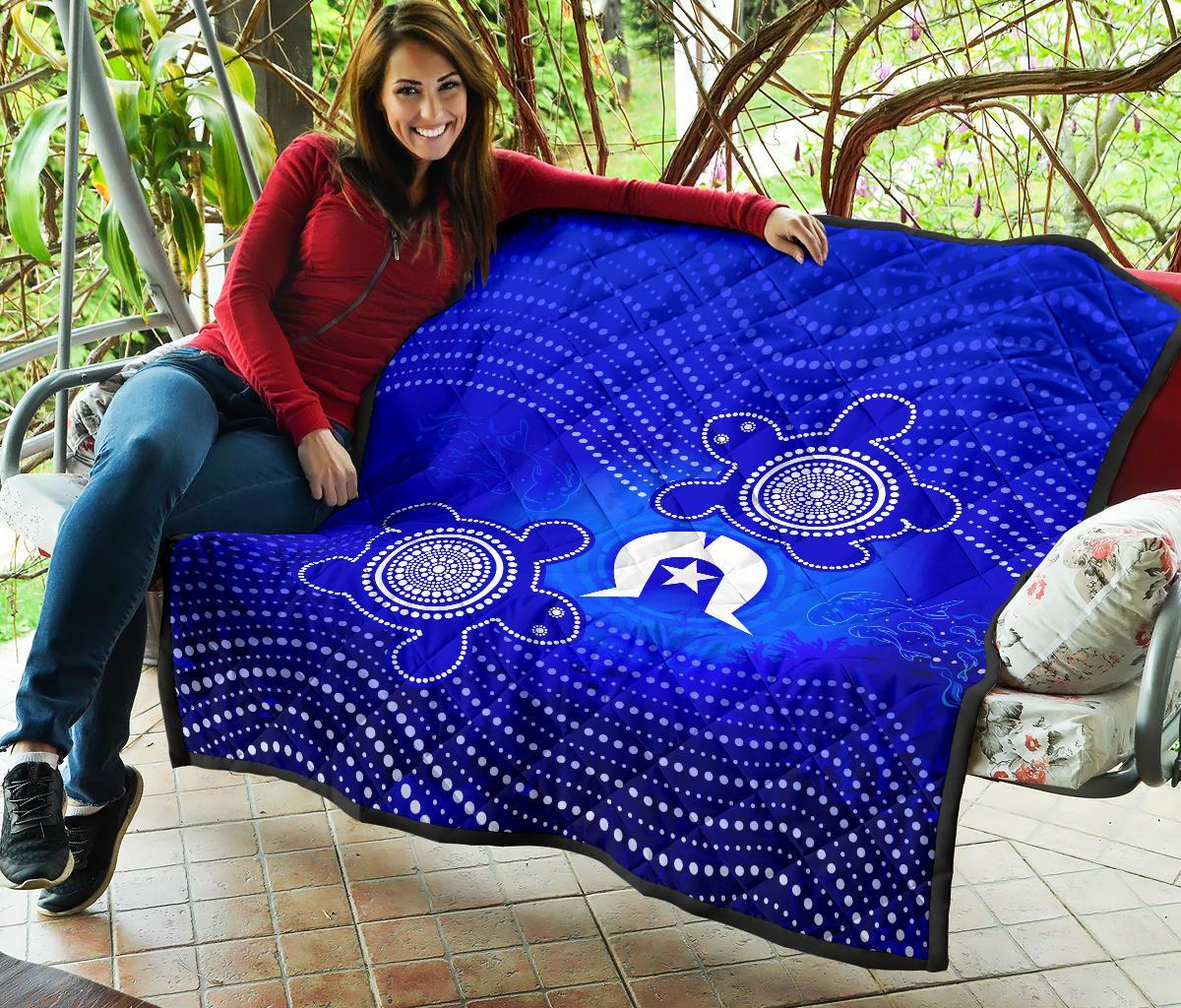 Torres Strait Islanders Premium Quilt - Torres Symbol With Turtle - Vibe Hoodie Shop