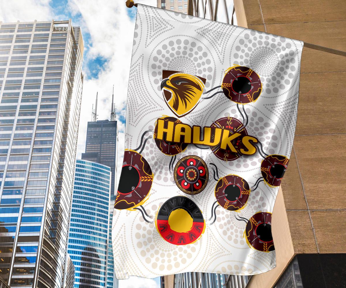 Hawthorn Flag Hawks Indigenous - White - Vibe Hoodie Shop