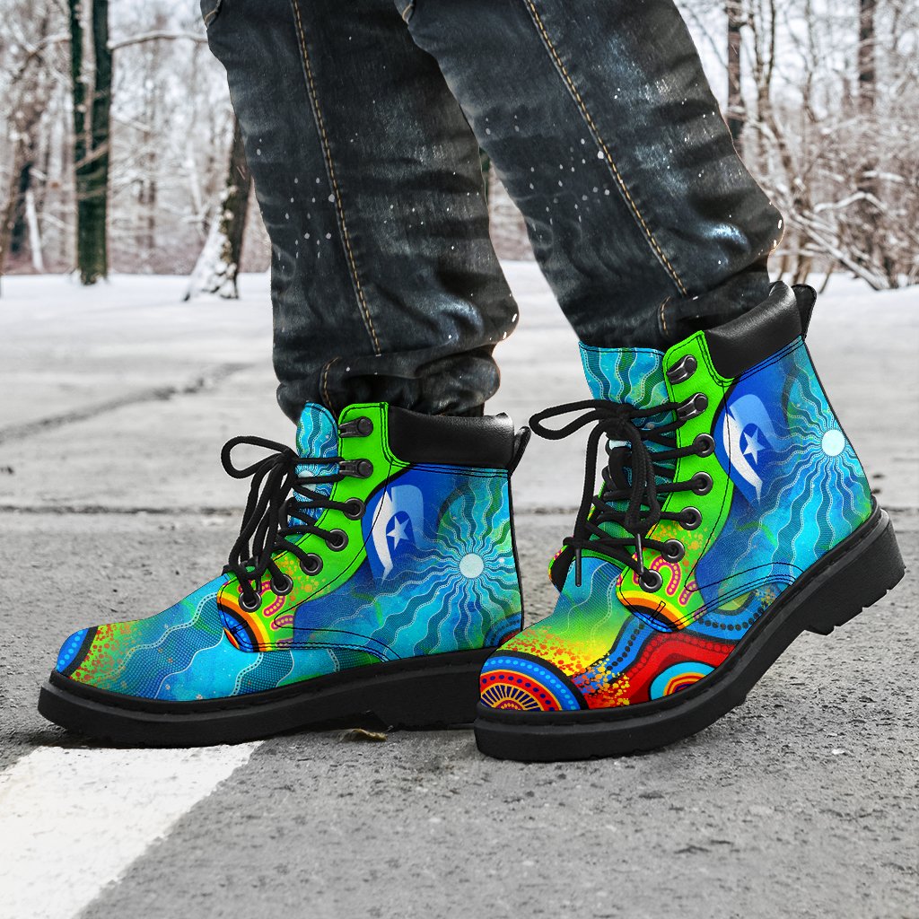 all-season-boots-torres-strait-islanders-flag-with-aboriginal-patterns-boots