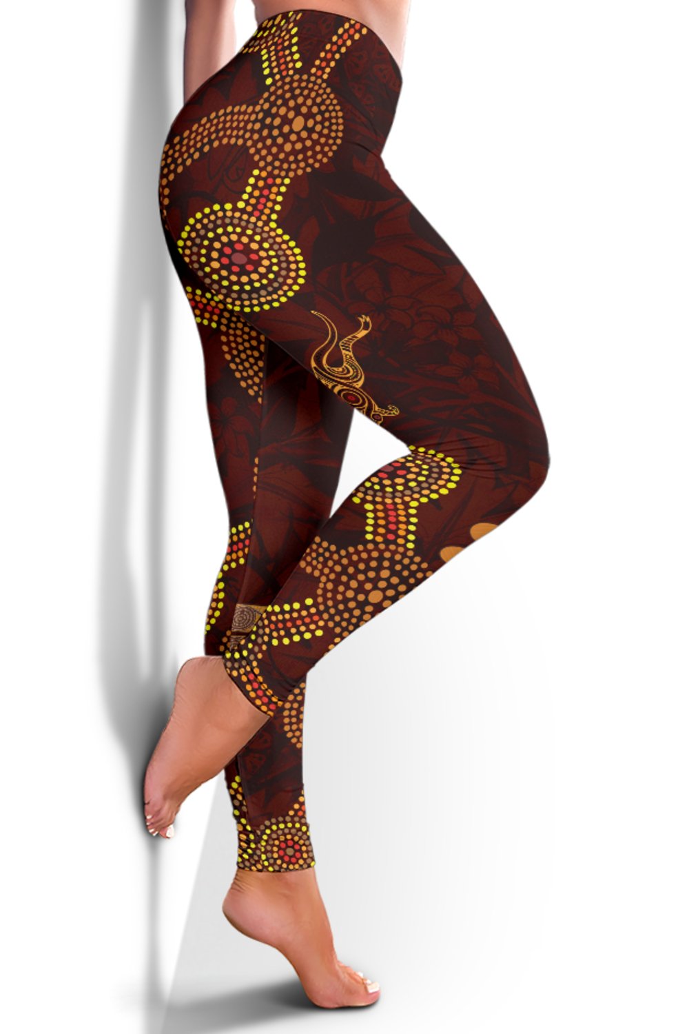 Leggings - Aboriginal Dot Painting Kangaroo Pants - Women - Vibe Hoodie Shop