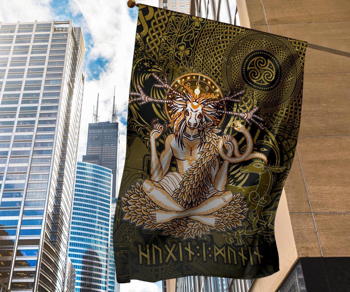 Cernunnos Goddess Garden Flag - Celtic God of the Forest - Vibe Hoodie Shop