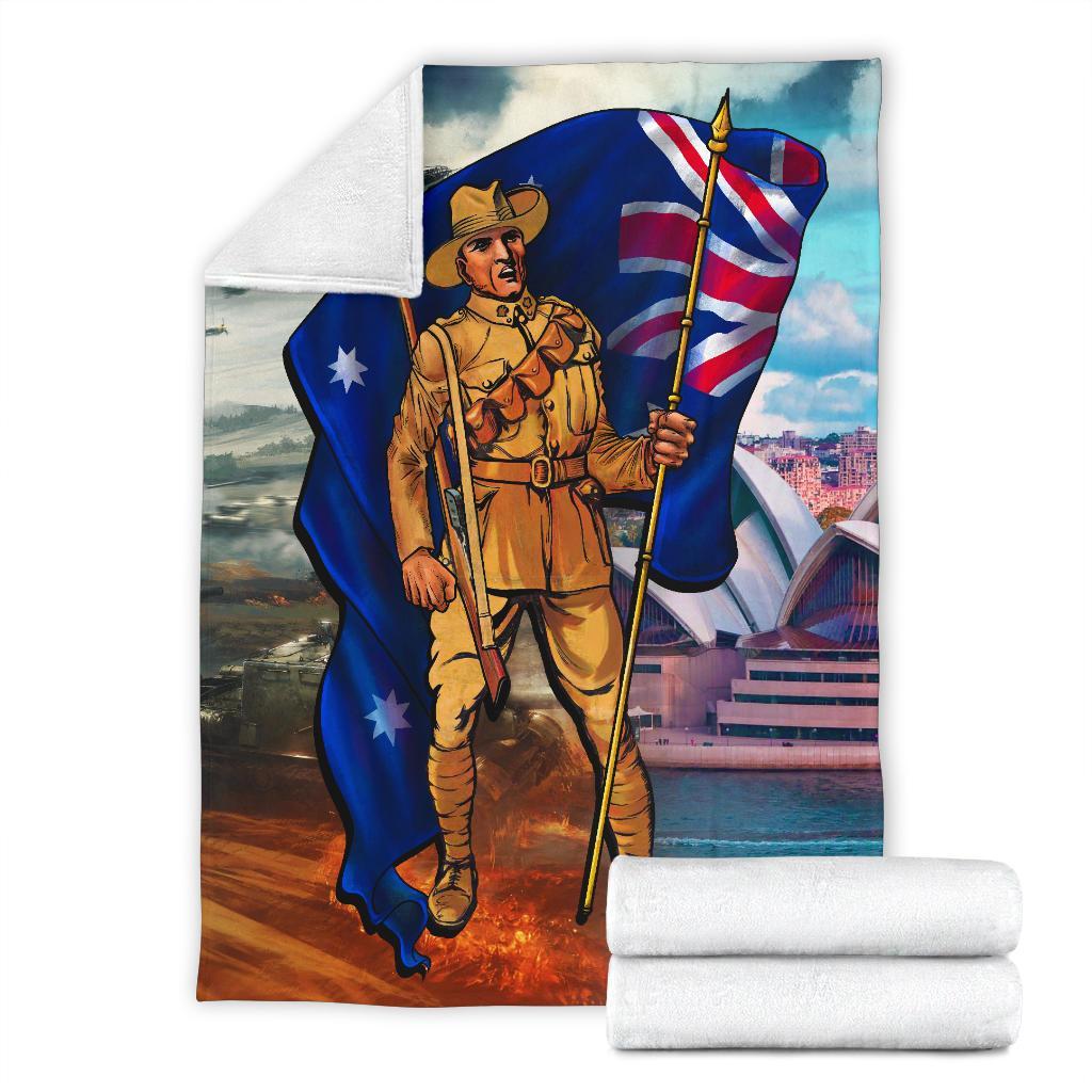 ANZAC Premium Blanket - Australian Soldier - Vibe Hoodie Shop