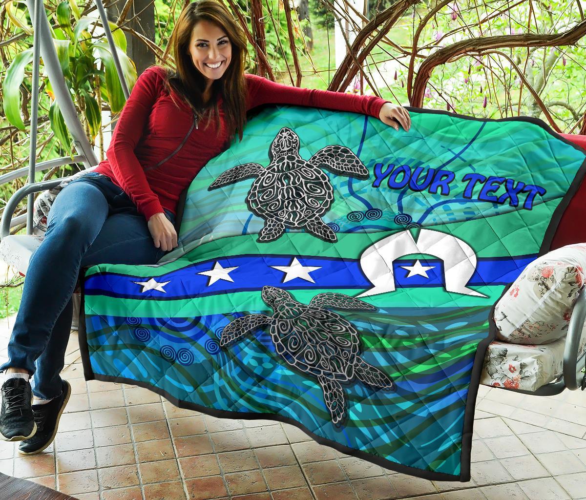 Personalised Premium Quilt - Torres Strait Flag And Turtle - Vibe Hoodie Shop