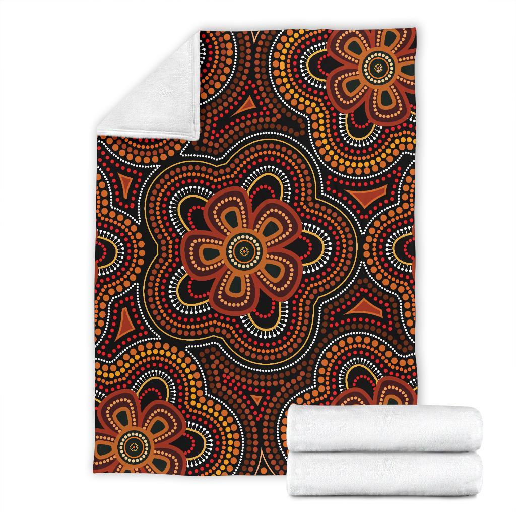 ABoriginal Premium Blanket - Aboriginal Dot Painting Flowers Style Ver02 - Vibe Hoodie Shop