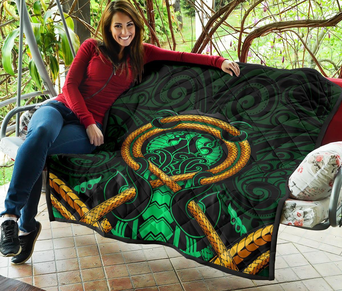 Maori New Zealand Premium Quilt Manaia Green - Vibe Hoodie Shop