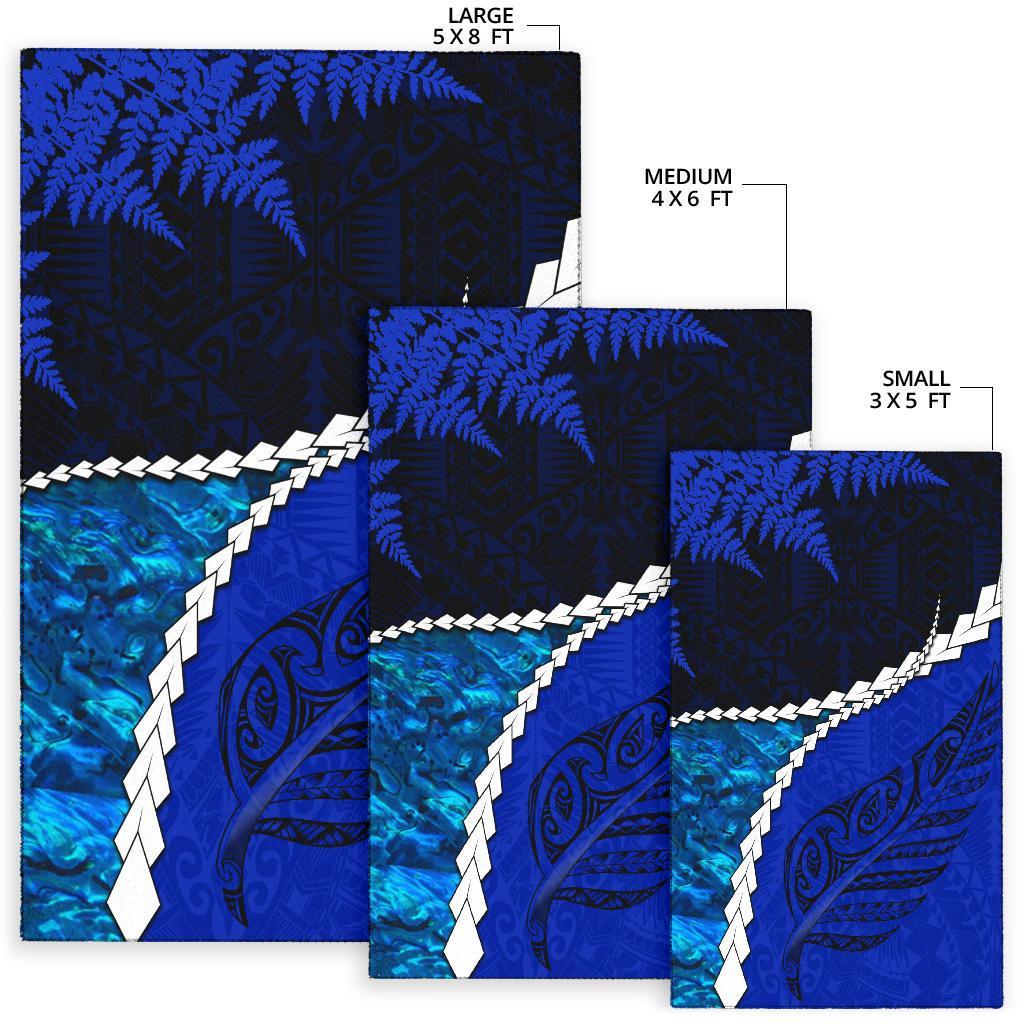 Paua Shell Maori Silver Fern Area Rug Cobalt - Vibe Hoodie Shop