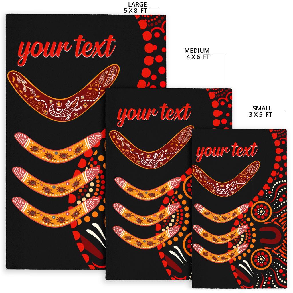 Aboriginal Personalised Area Rug - Aboriginal Boomerangs With Dot Painting Pattern - Vibe Hoodie Shop