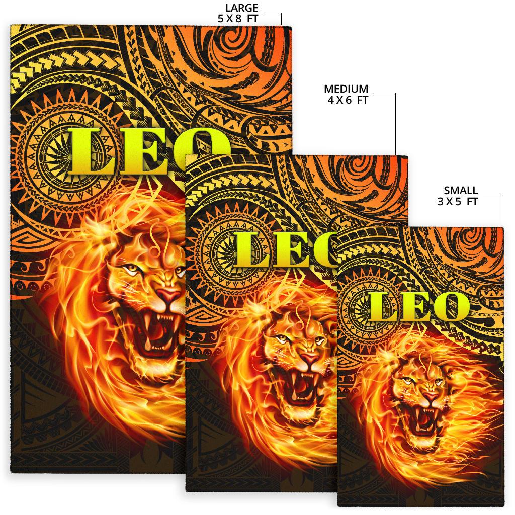 Sun In Leo Zodiac Area Rug Polynesian Tattoo Unique Vibes - Vibe Hoodie Shop