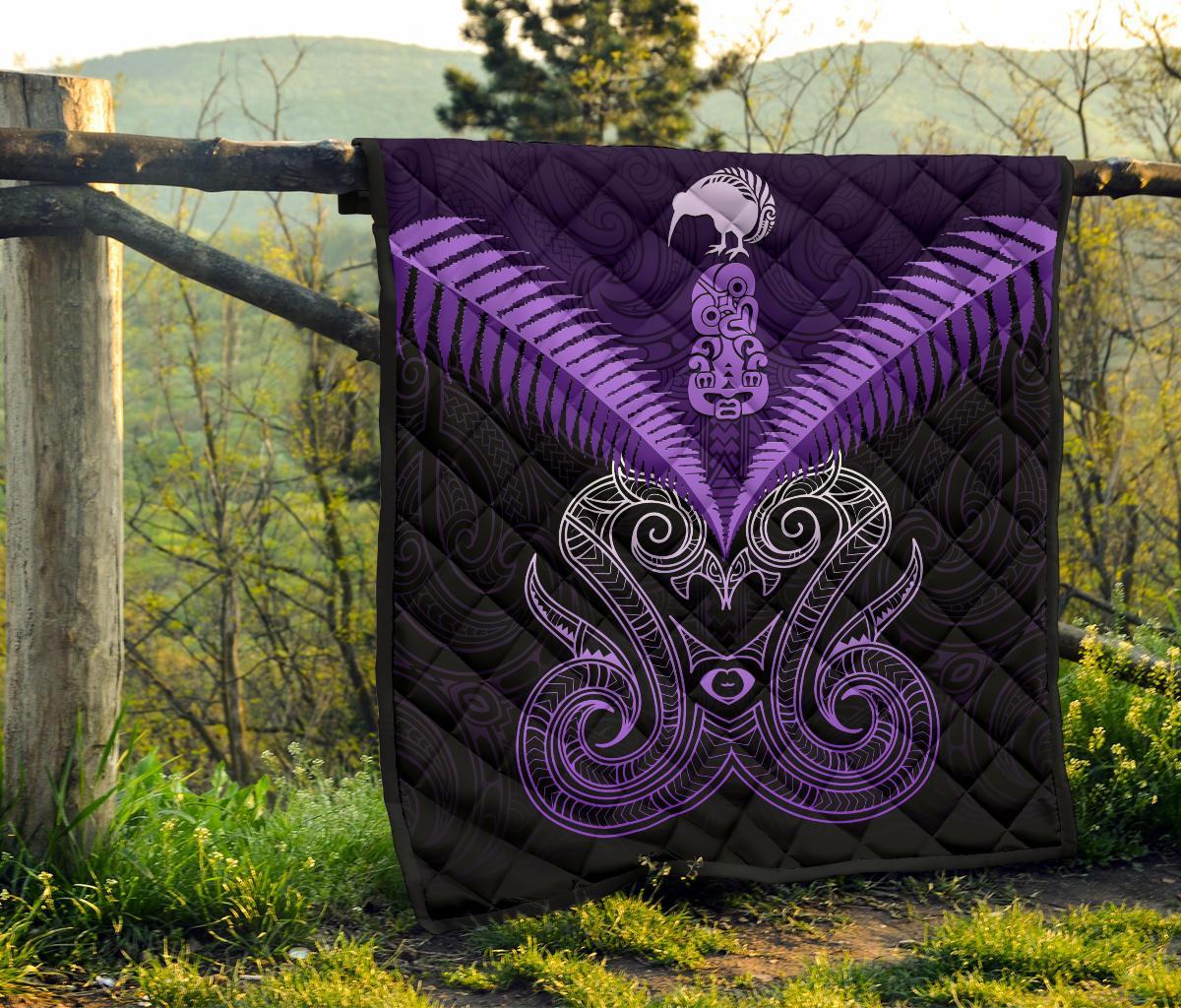 Maori Manaia New Zealand Premium Quilt Purple - Vibe Hoodie Shop