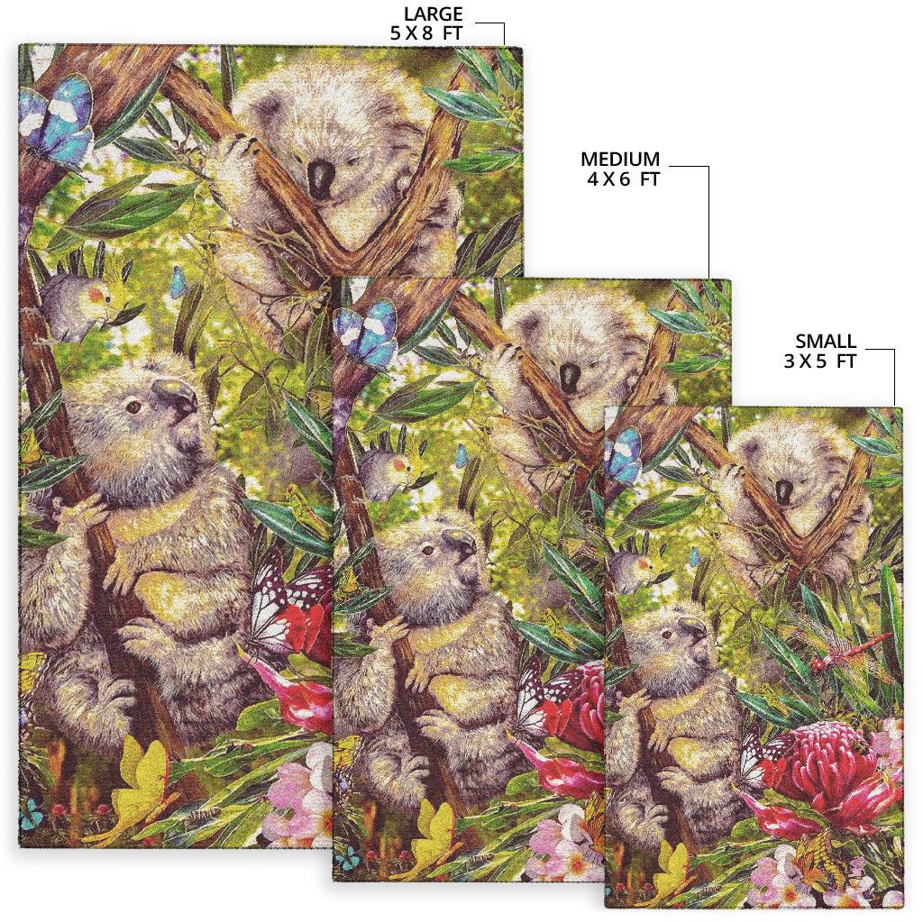 Koala Area Rug - 3D Koala with Waratah Flower Rug - Vibe Hoodie Shop