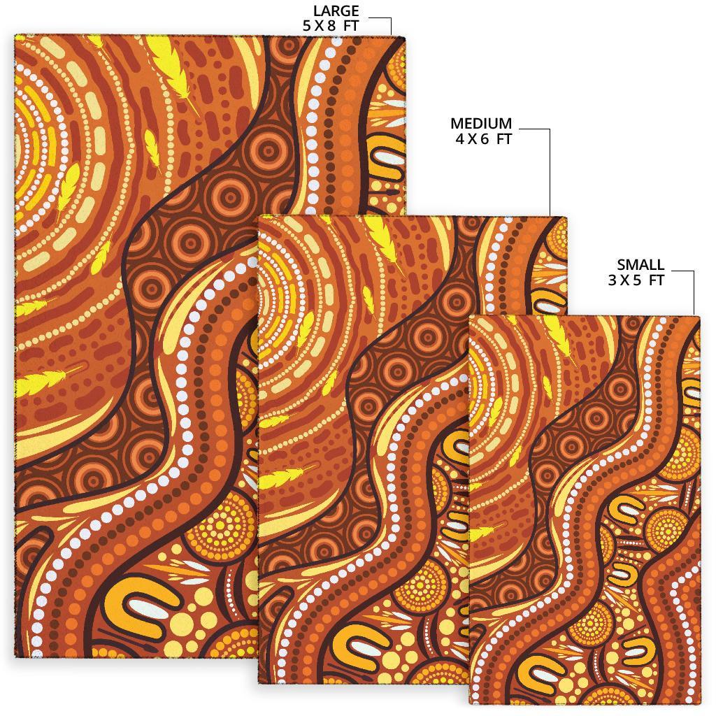 Aboriginal Area Rug - Landscape and The Sun Dot Painting Art - Vibe Hoodie Shop