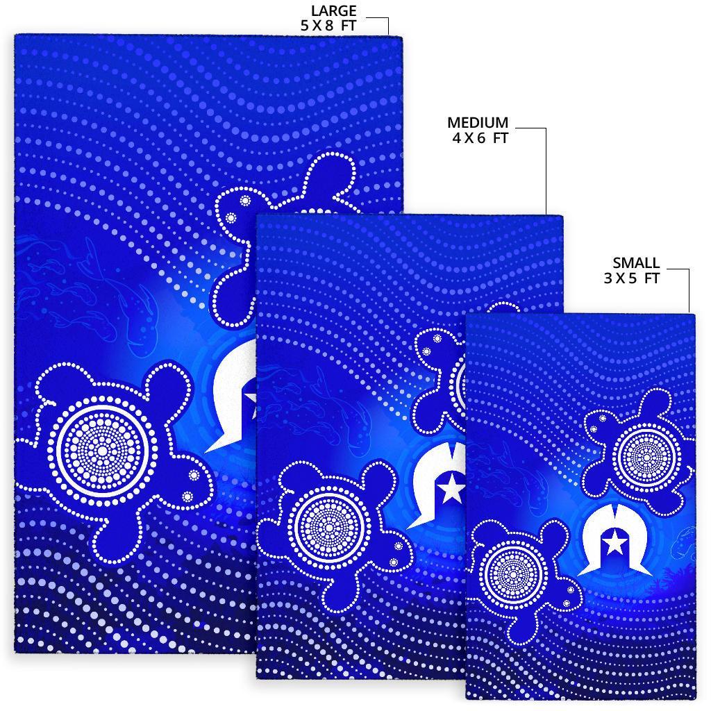 Torres Strait Islanders Area Rug - Torres Symbol With Turtle - Vibe Hoodie Shop