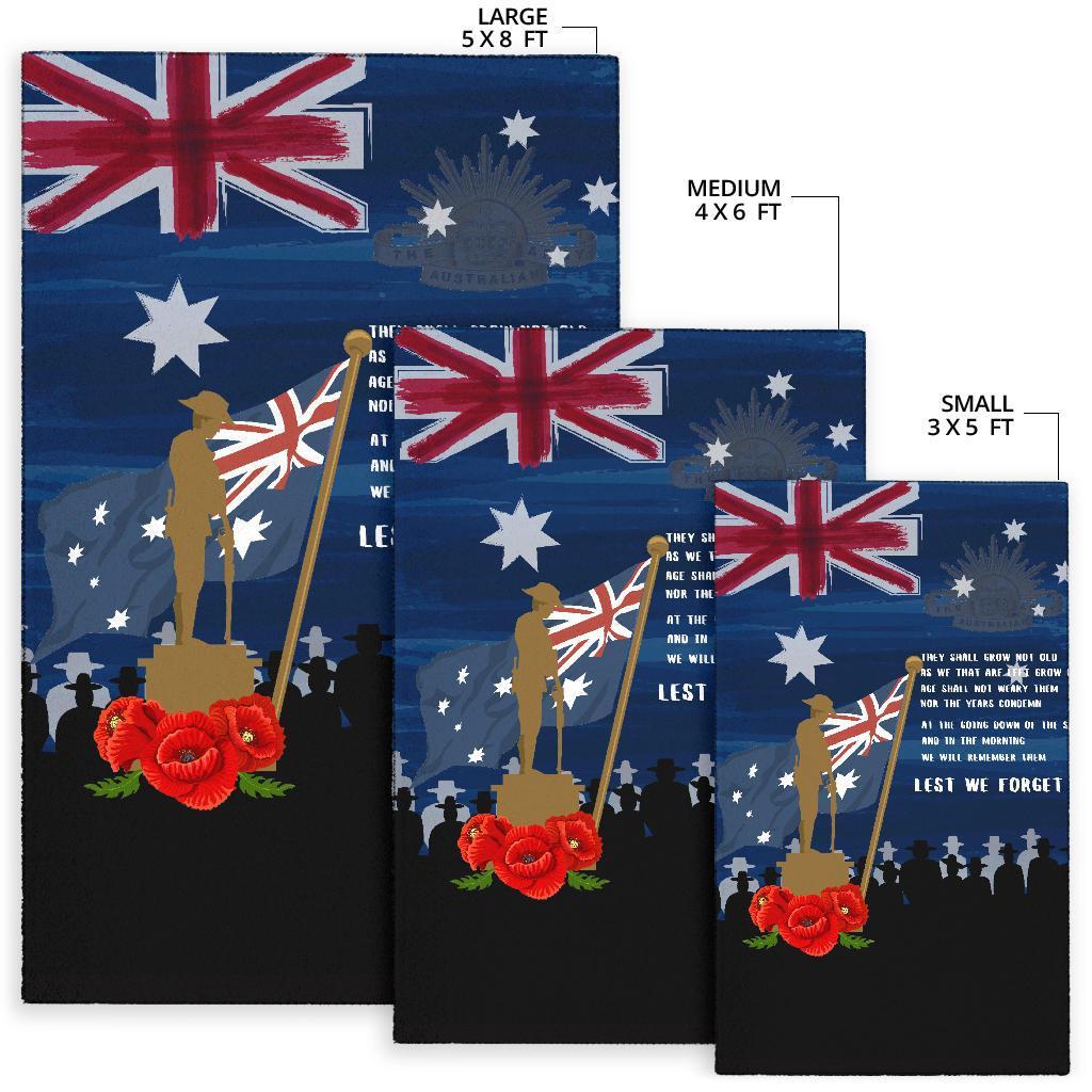 ANZAC Area Rug - Always Remember Australian ANZAC Day - Vibe Hoodie Shop