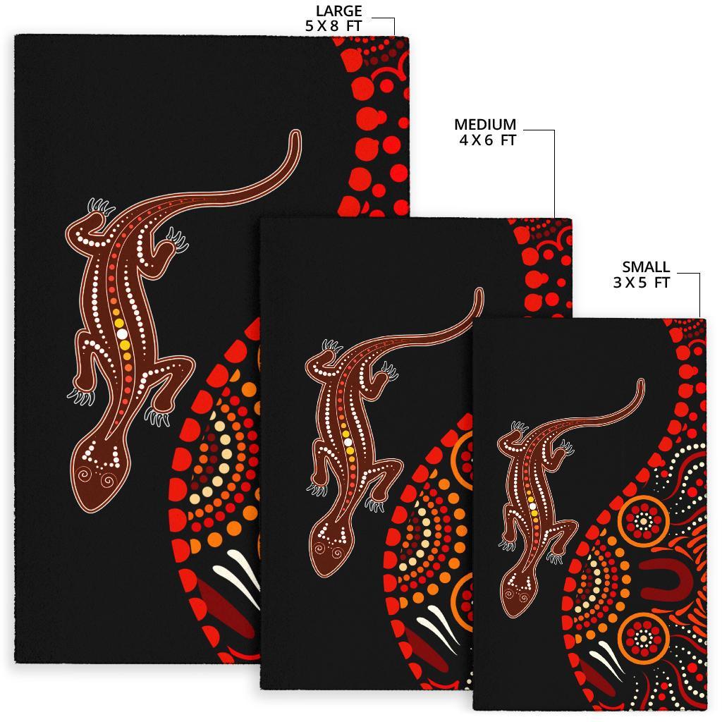 Aboriginal Area Rug - Aboriginal Lizard With Dot Painting Patterns - Vibe Hoodie Shop