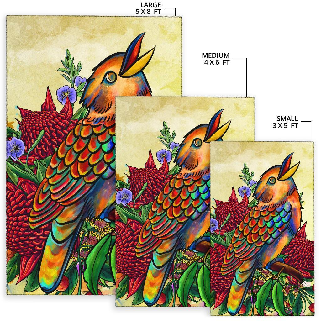 Area Rug - Australia Kookaburra With Waratah - Vibe Hoodie Shop