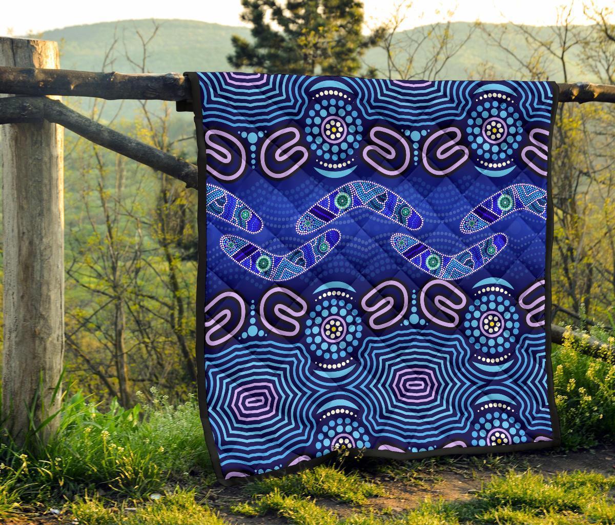 ABoriginal Premium Quilt - Boomerangs And Dot Painting Art Ver02 - - Vibe Hoodie Shop