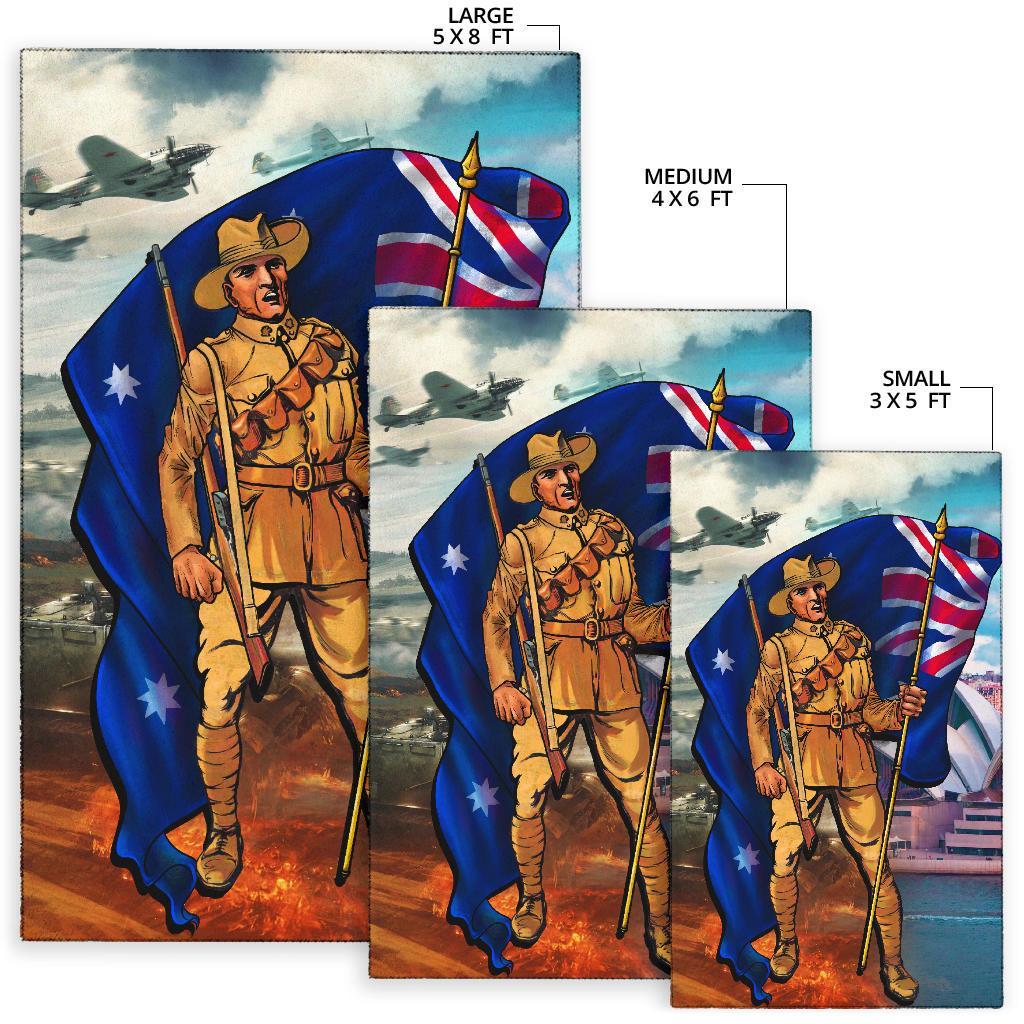 ANZAC Area Rug - Australian Soldier - Vibe Hoodie Shop