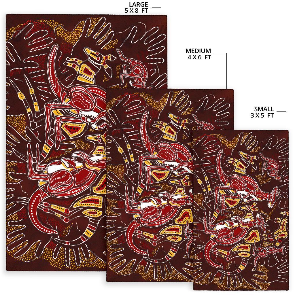 Aboriginal Area Rug - Kangaroo family with Hand Art - Vibe Hoodie Shop